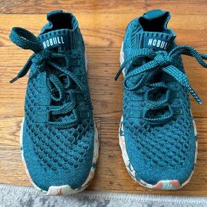 NoBull knit sneakers in teal jewel tone with wild bottoms!